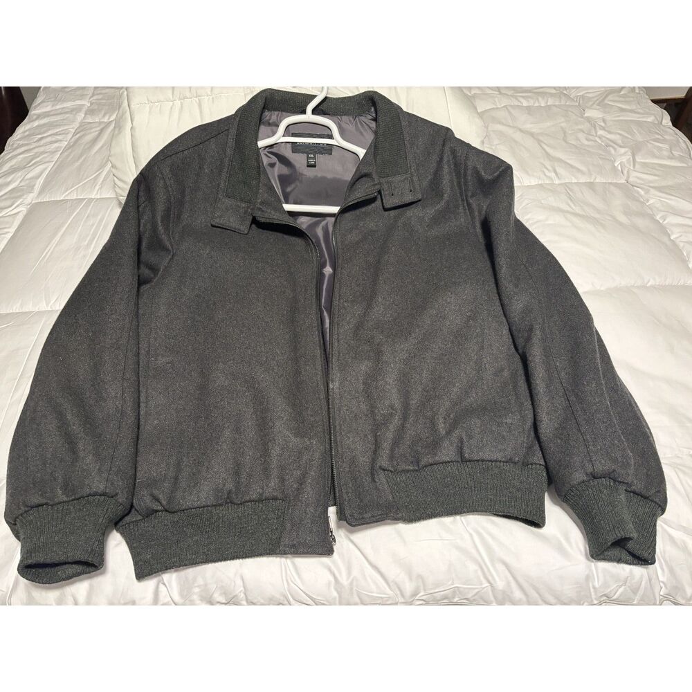 London Fog mens XXL grey bomber wool blend jacket